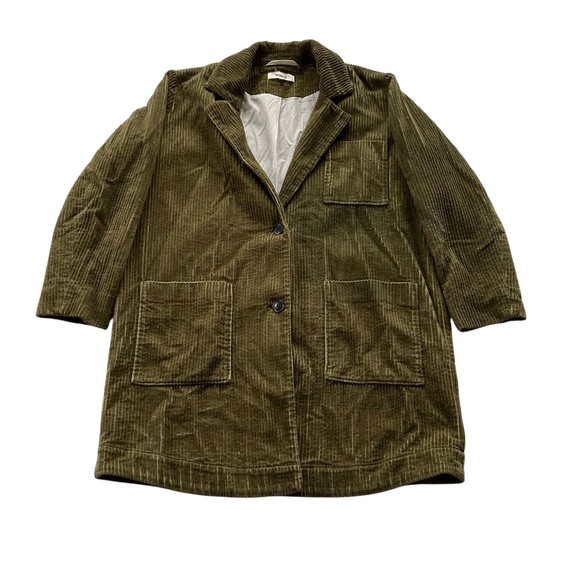 Samuji Corduroy Lagenlook Blazer Sz S (34) Green Chore Jacket Nordic Slouchy - Picture 1 of 9